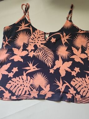Salt Life Navy and Coral Tropical Print Cami